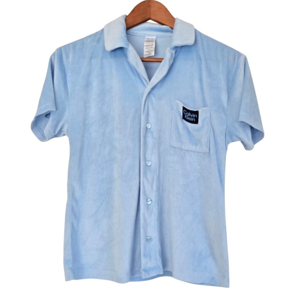 Vintage Y2K Super Soft Velour Coastal Casual Calvin Klein Lounge Short Sleeve M